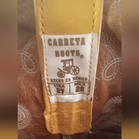 Men's CARRETA Leather Crocodile Print Western Boot Size-MEX 26.-USA-9-or 9.5 - Picture 6 of 11